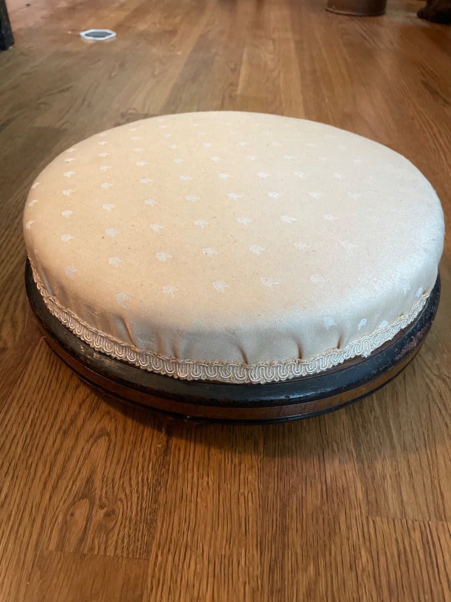 Antique Round Upholstered Footstool Ottoman - photo 1
