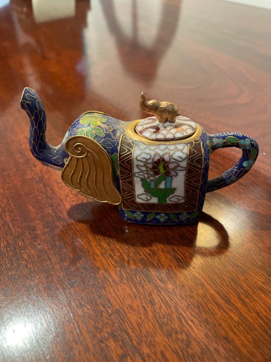 Chinese Cloisonné Elephant Teapot with Lid - photo 1