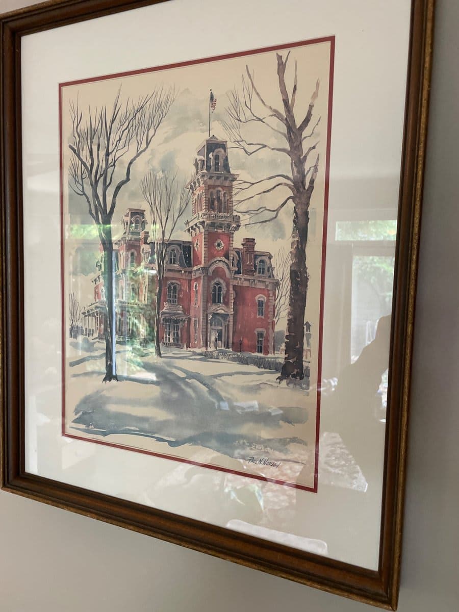 Paul N Norton Framed Watercolor Print of Victorian Building in Winter - Signed Paul N. Norton - photo 1