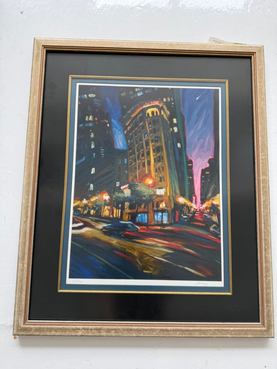 James Stagg “Market and Sutter at Night” serigraph. 112/140 Framed Limited Edition