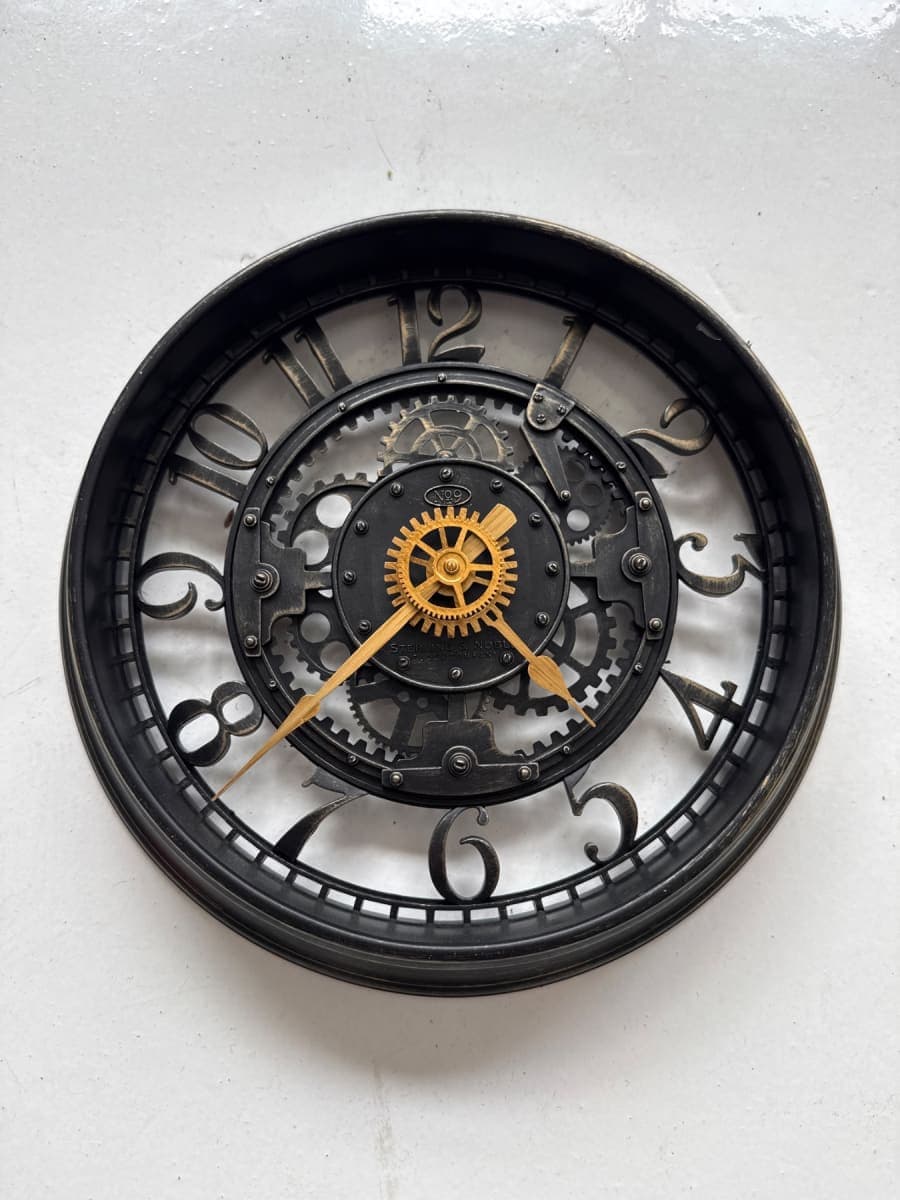 Steampunk Industrial Gear Wall Clock with Glass Dome