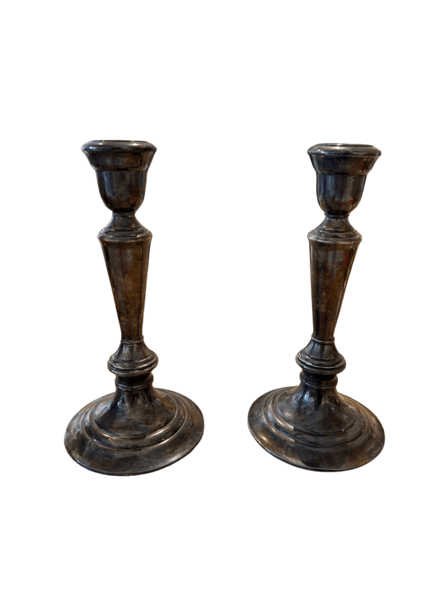 Pair of Silver-Plated Candlesticks - photo 1