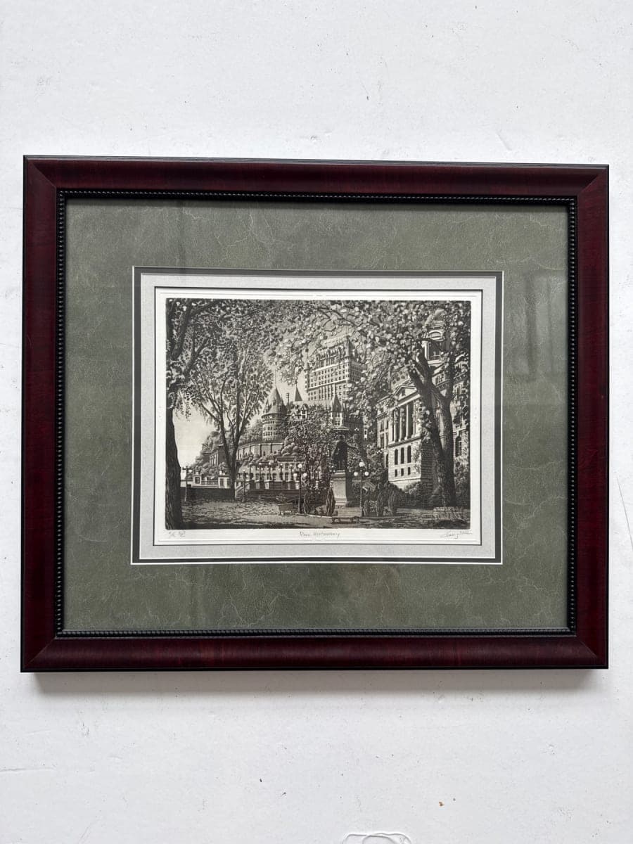 Framed Architectural Etching of Château Frontenac, Quebec City (Parc Montmorency)