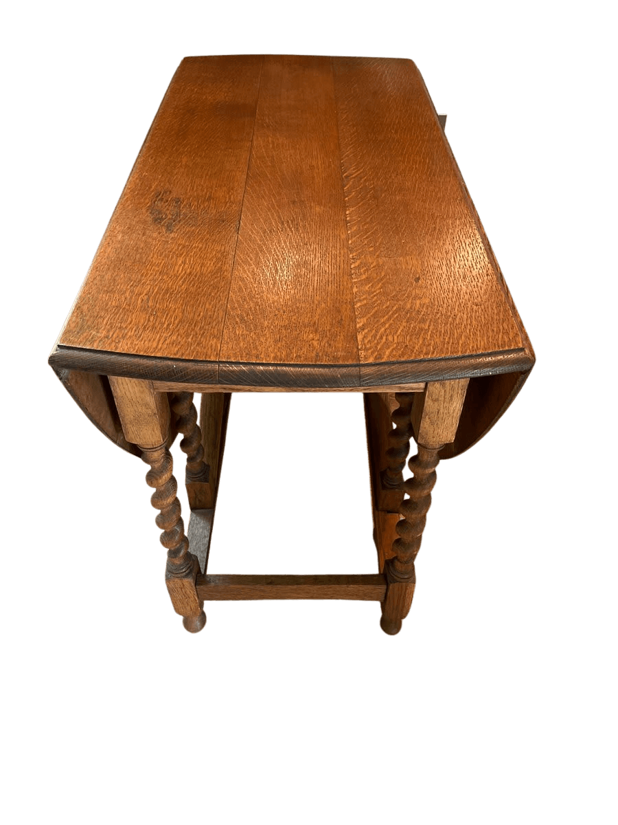 Antique Oak Barley Twist Gate-Leg Drop-Leaf Table - photo 1