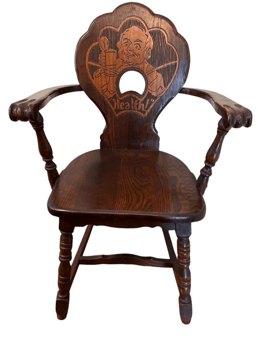 Antique Oak 'Health' Tavern Chair with Carved Back - photo 1