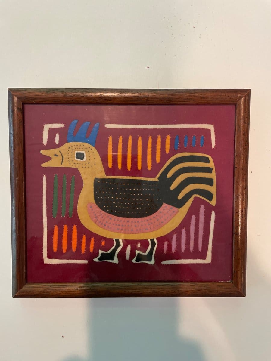 Kuna Mola Bird Textile Framed Art - photo 1
