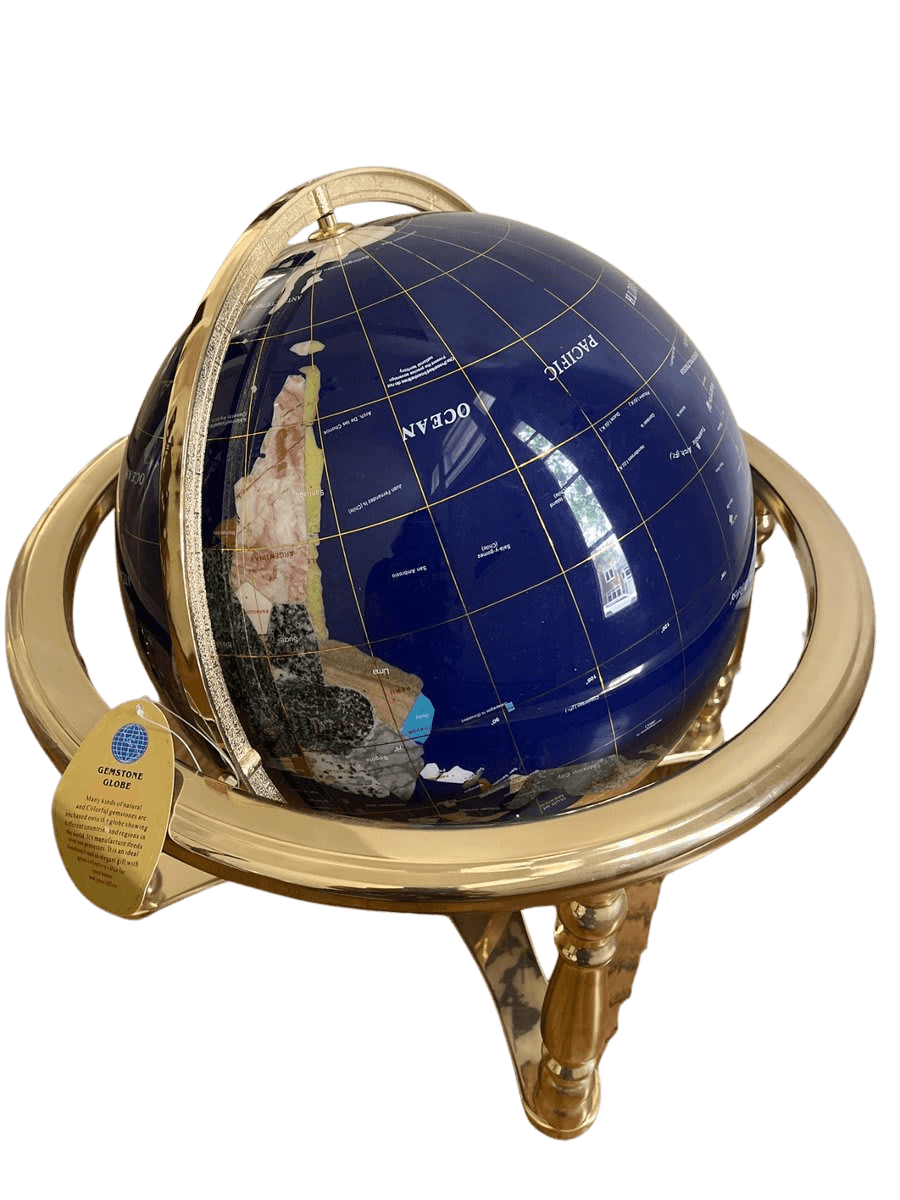 Gemstone Globe on Brass Tripod Stand - photo 1