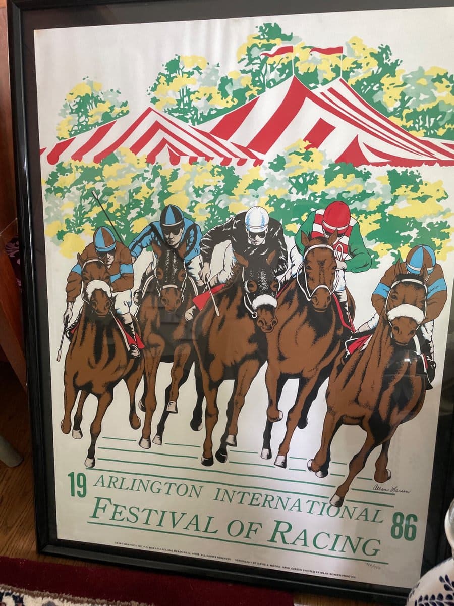 1986 Arlington International Festival of Racing Framed Poster - photo 1
