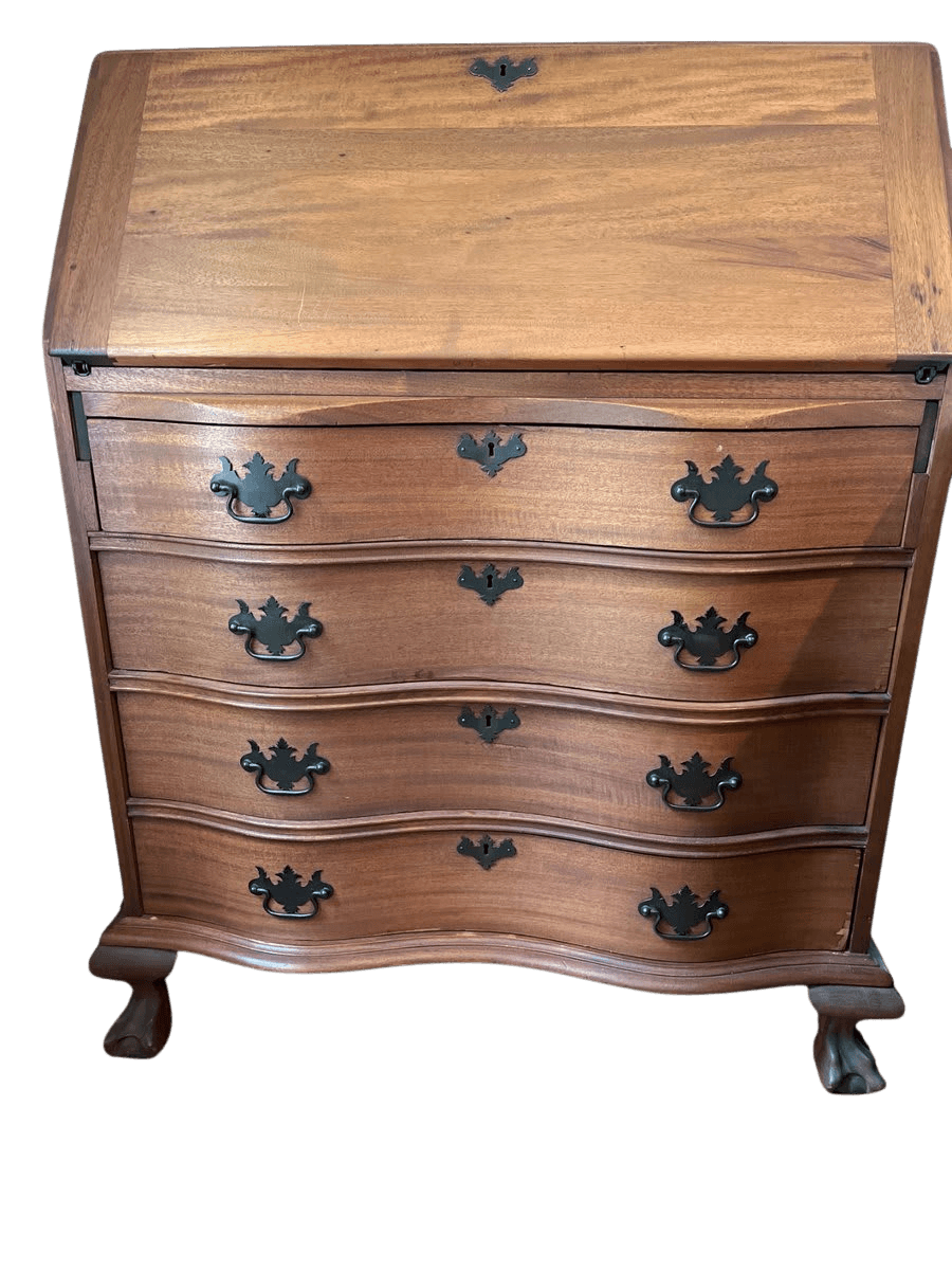 Chippendale Serpentine-Front Mahogany Slant-Lid Secretary Desk - photo 1