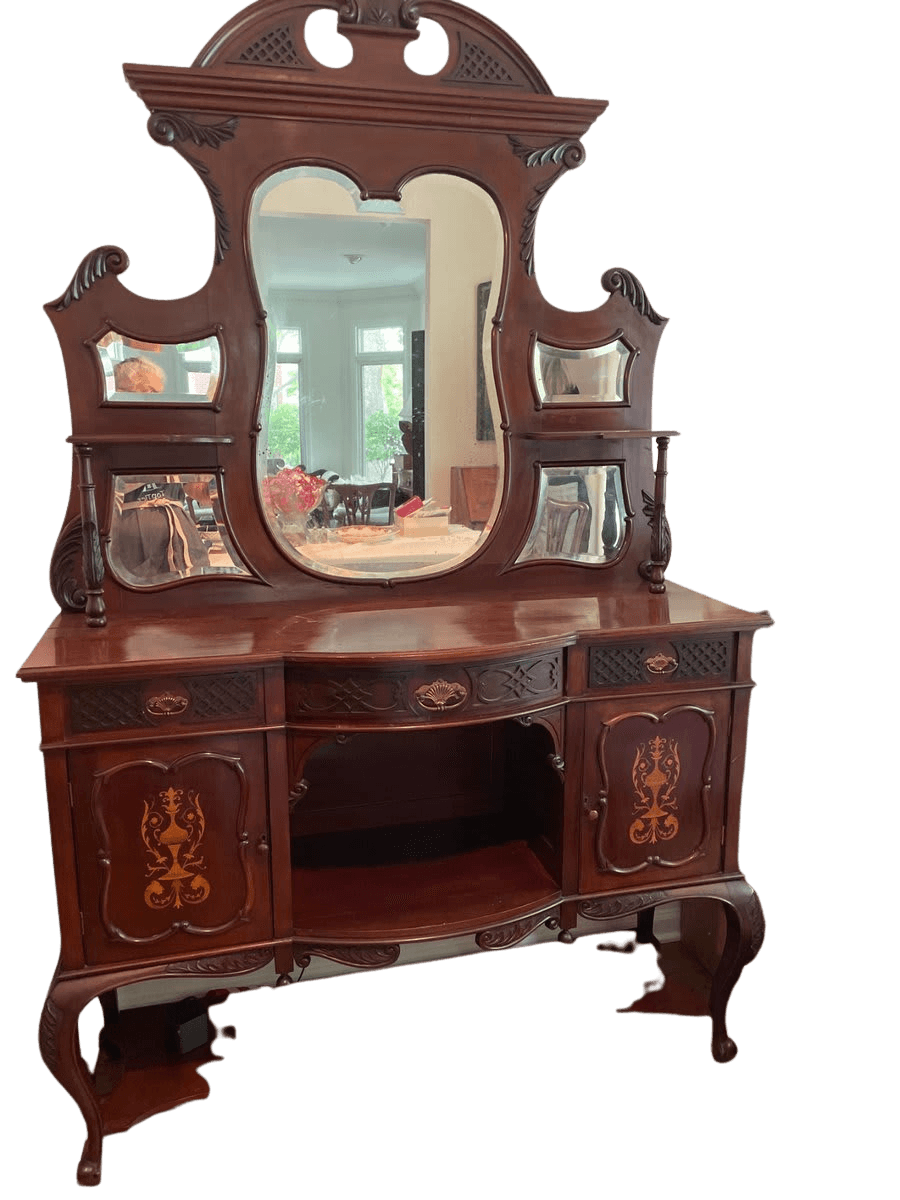 Victorian Mahogany Sideboard Buffet with Mirror Back - photo 1