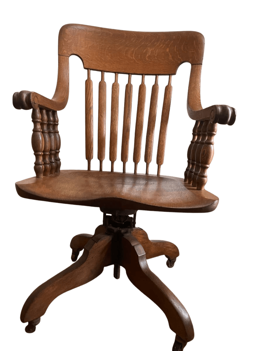 Antique Oak Swivel Banker's Chair - photo 1