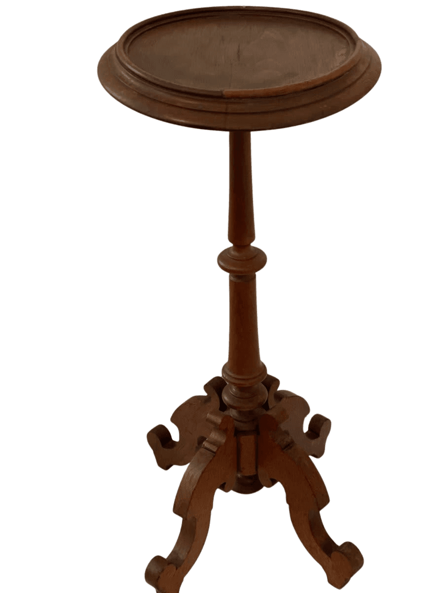 Victorian Walnut Tilt-Top Pedestal Plant Stand - photo 1