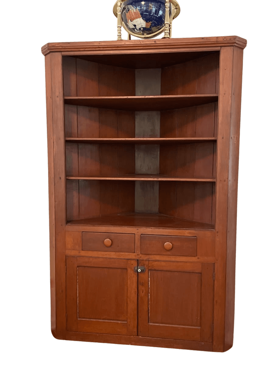 Antique Pine Corner Cabinet with Open Shelves - photo 1