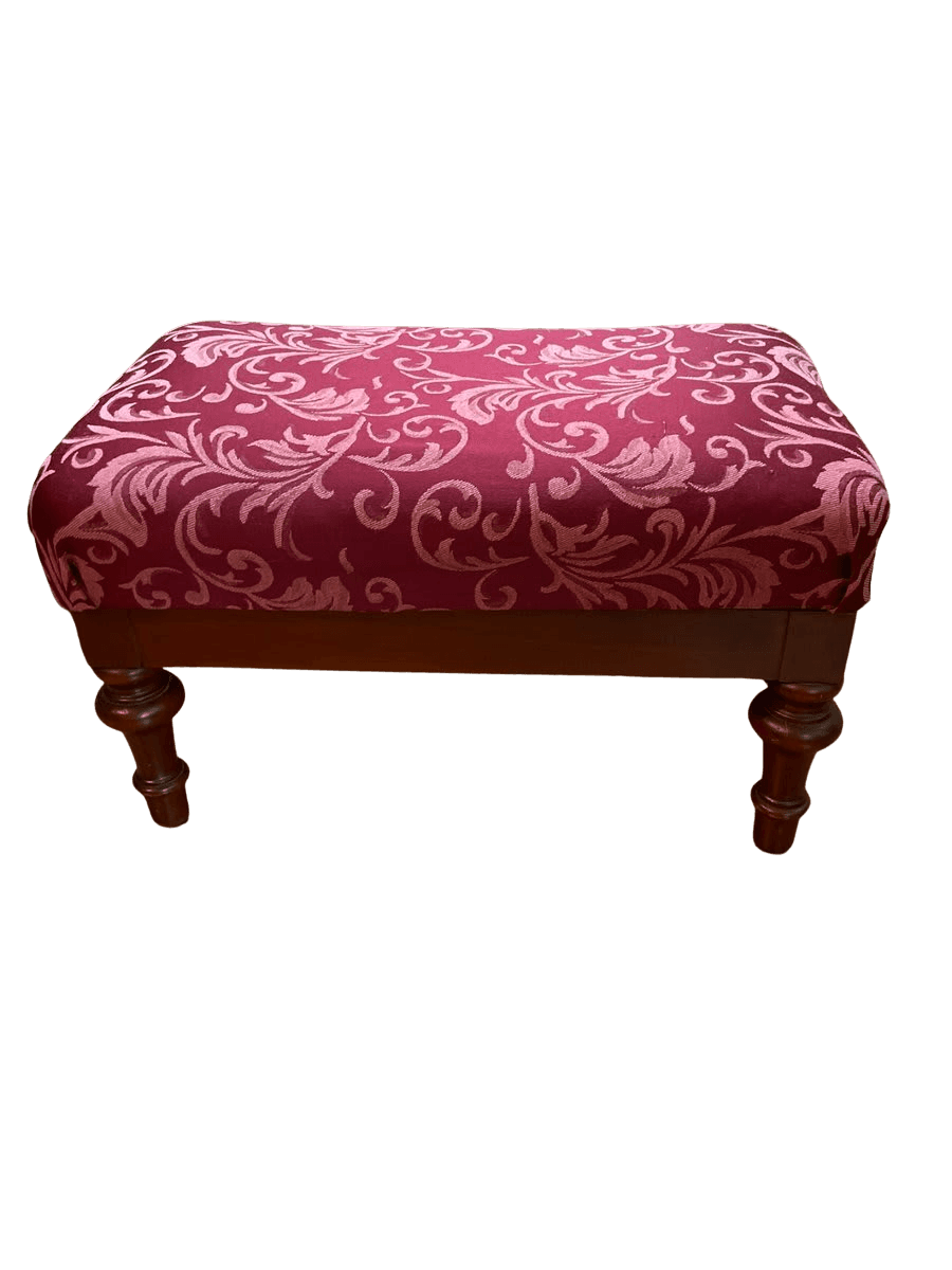 Victorian-Style Upholstered Footstool with Turned Legs - photo 1