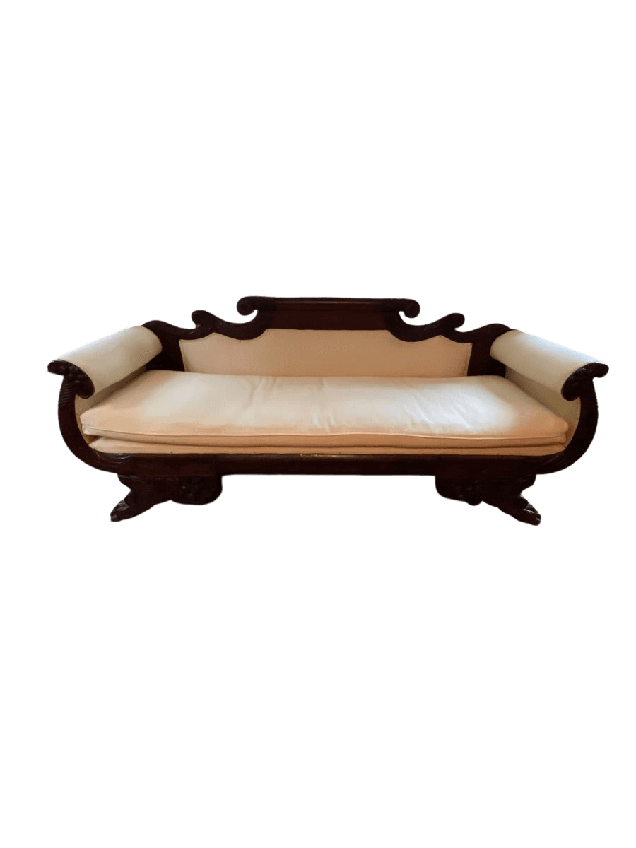 American Empire Carved Mahogany Sofa with Cornucopia Arms - photo 1