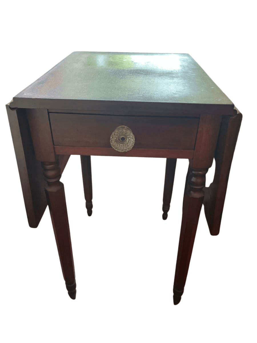 Antique Mahogany Drop-Leaf Pembroke Table with Drawer - photo 1