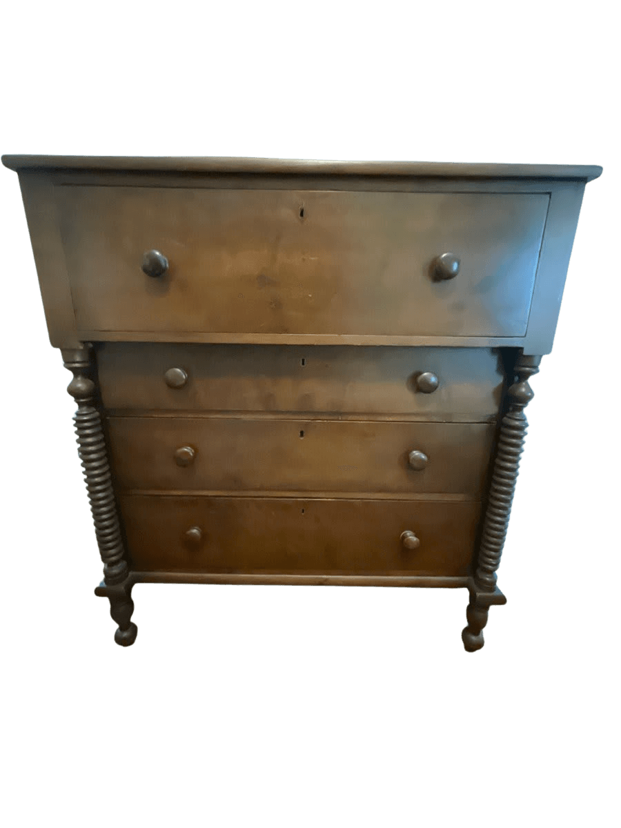 Antique American Empire Chest of Drawers with Spool Columns - photo 1