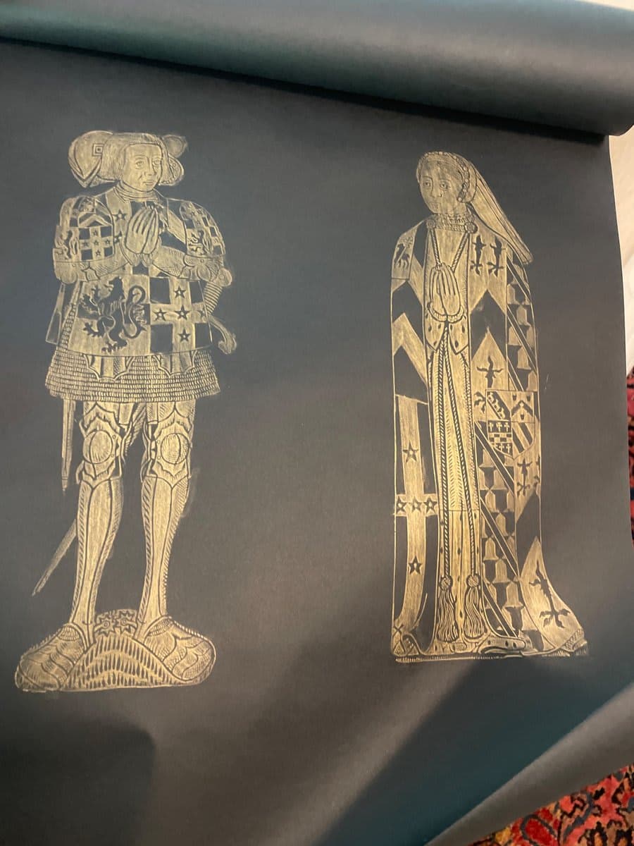 Medieval Brass Rubbing Pair – Knight & Lady in Heraldic Dress - photo 1