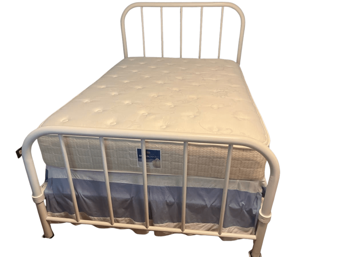 White Metal FULL Bed Frame with Serta Mattress - photo 1