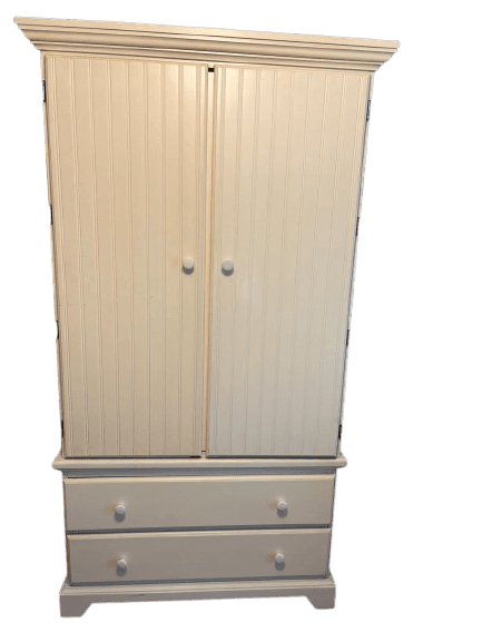 White Beadboard Armoire with Drawers - photo 1