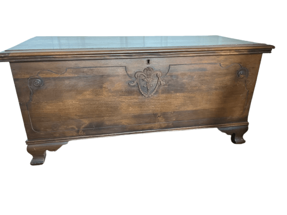 Antique Walnut Blanket Chest with Carved Crest - photo 1
