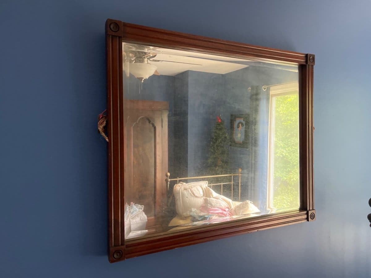Antique Mahogany Framed Wall Mirror with Foxed Glass - photo 1