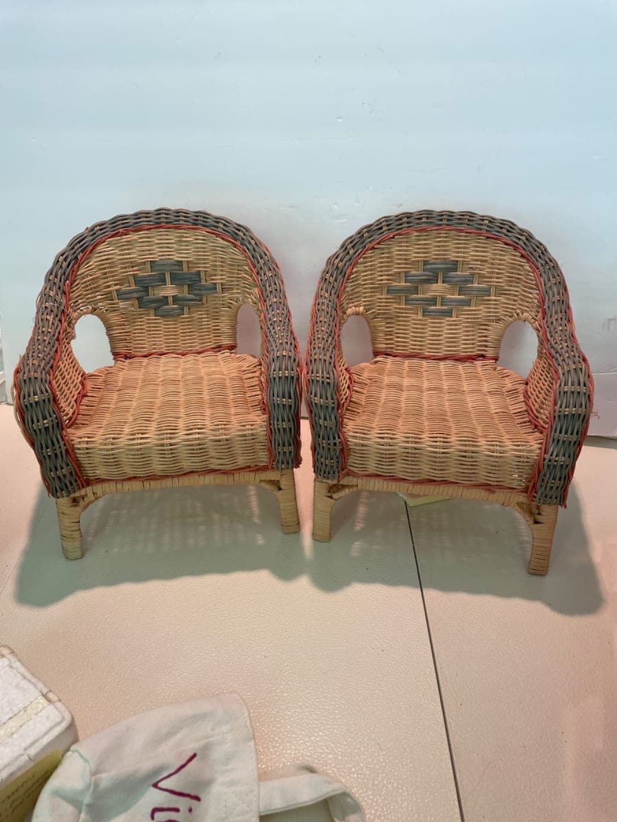 American doll Vintage Children's Wicker Rattan Armchairs (Set of 2) - photo 1