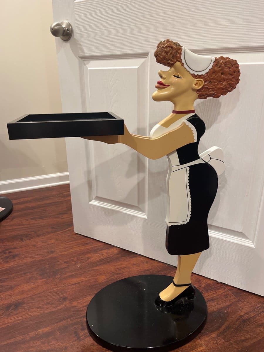Retro Waitress Butler Statue with Serving Tray - photo 1