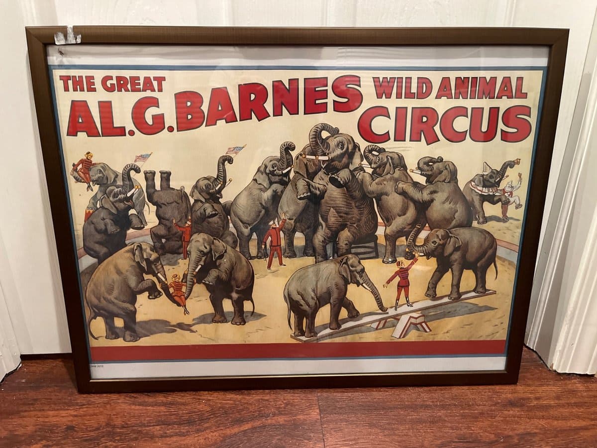 Al. G. Barnes Wild Animal Circus Framed Vintage Poster - photo 1