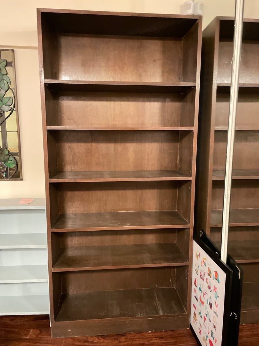 Tall solid wood Dark Walnut-Finish 6-Shelf Bookcase - photo 1