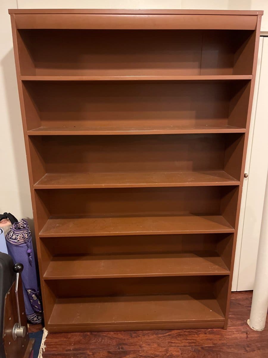 6-Shelf Medium Oak Laminate Bookcase - photo 1