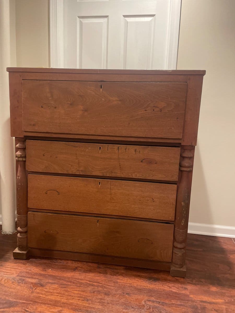 Antique American Empire Cherry Wood Chest of Drawers - photo 1