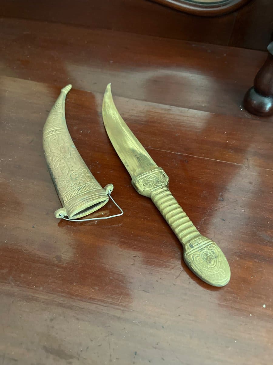 Decorative Brass Dagger with Ornate Scabbard - photo 1