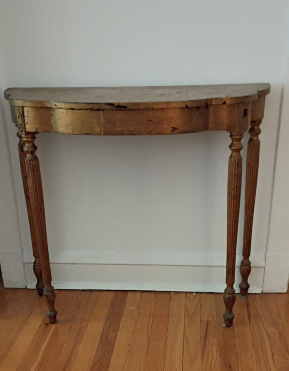 Antique Demilune Console Table with Turned Fluted Legs - photo 1