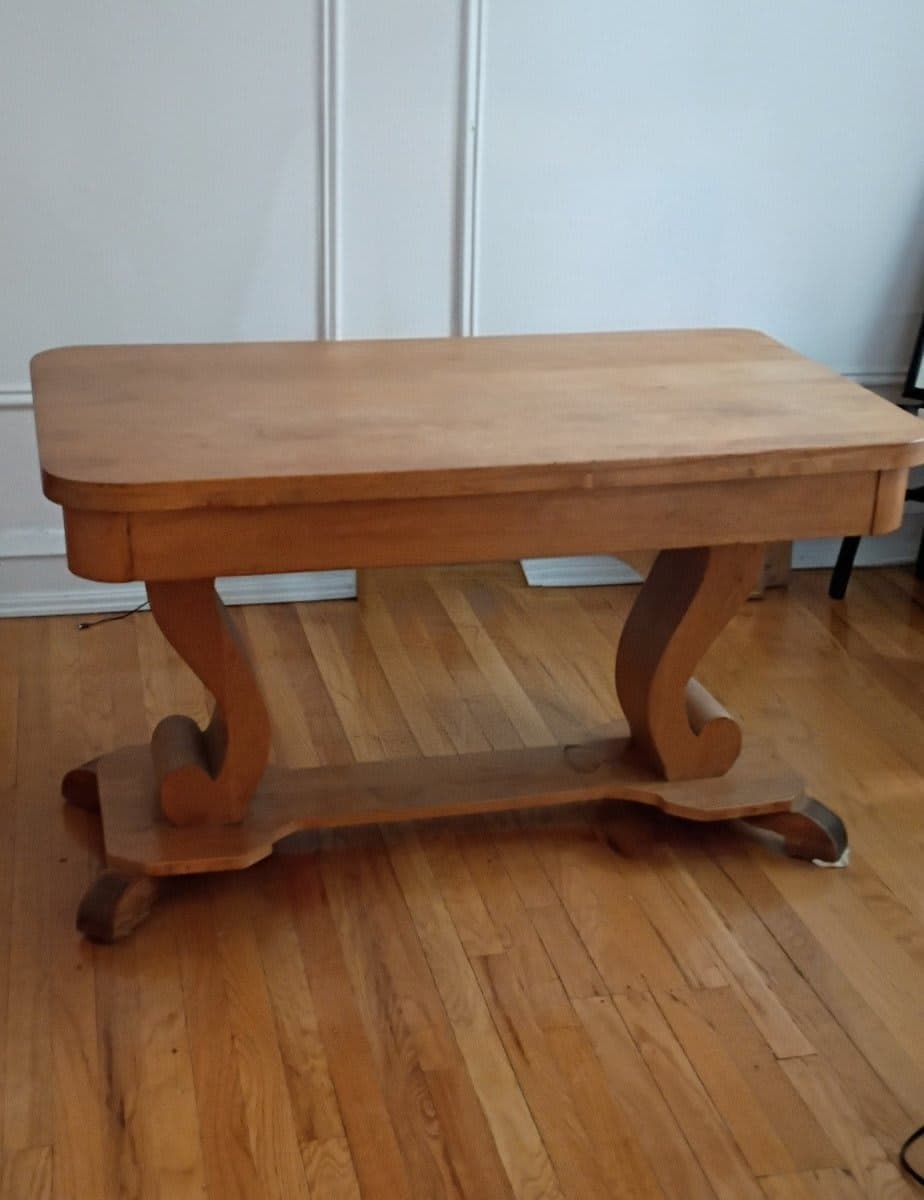 Solid Oak Table with Scroll Legs - photo 1