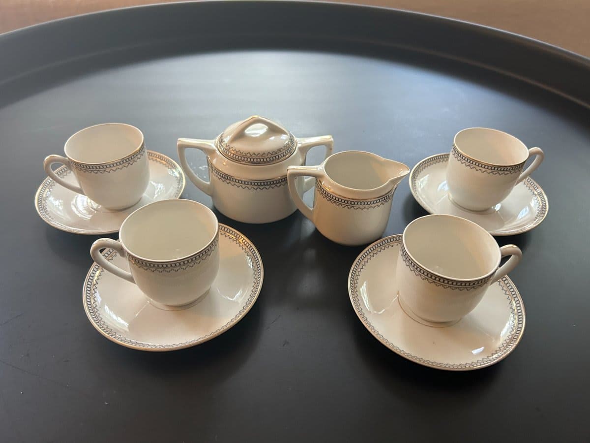 Vintage Porcelain Espresso Set with Sugar Bowl and Creamer - photo 1