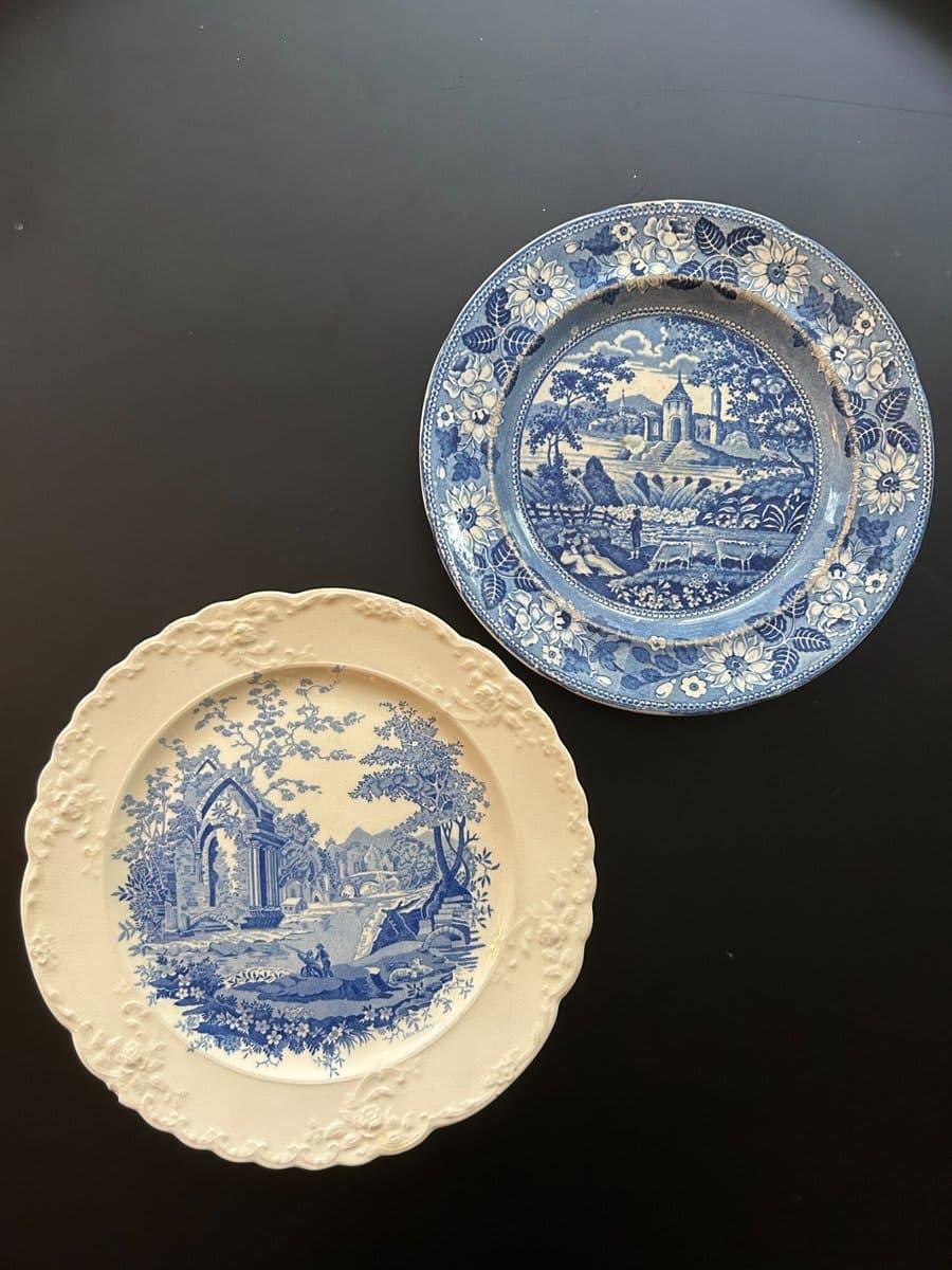 Antique Blue & White Transferware Plates (Set of 2) - photo 1