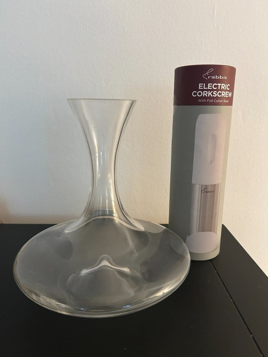 Glass Wine Decanter & Rabbit Electric Corkscrew Set - photo 1
