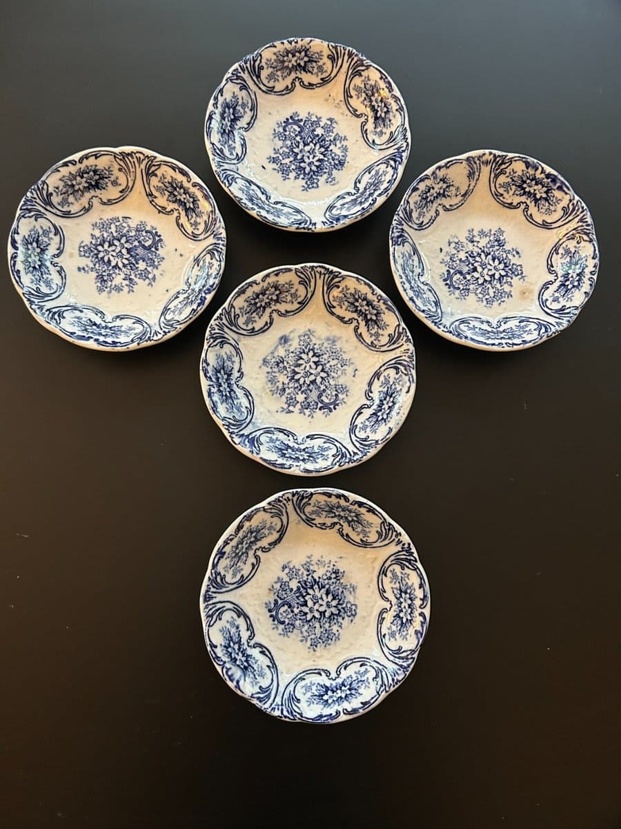 Antique Meissen Blue & White Transferware Dessert Dishes - photo 1