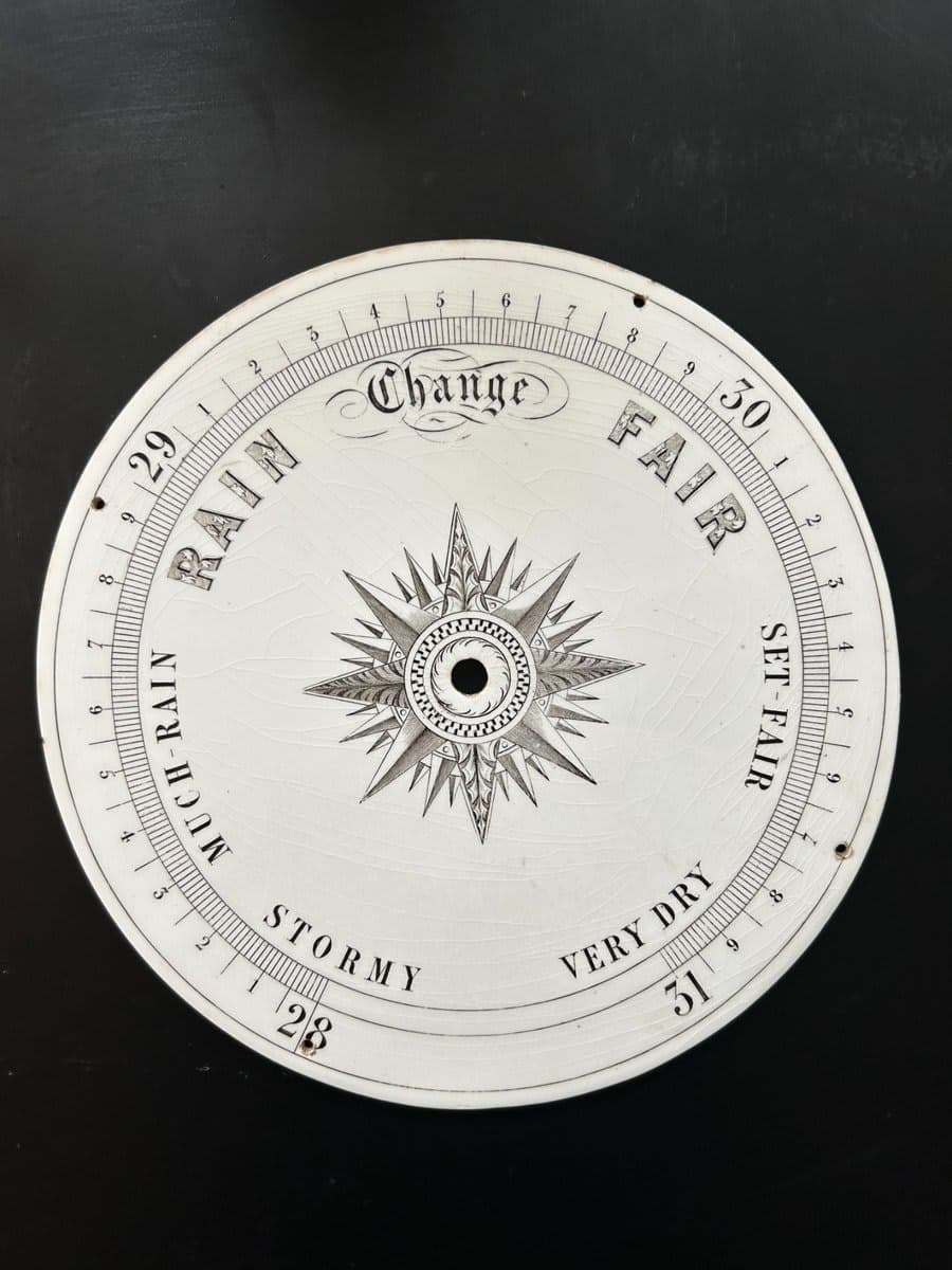 Antique Barometer Dial Face — Porcelain/Enamel Register Plate - photo 1