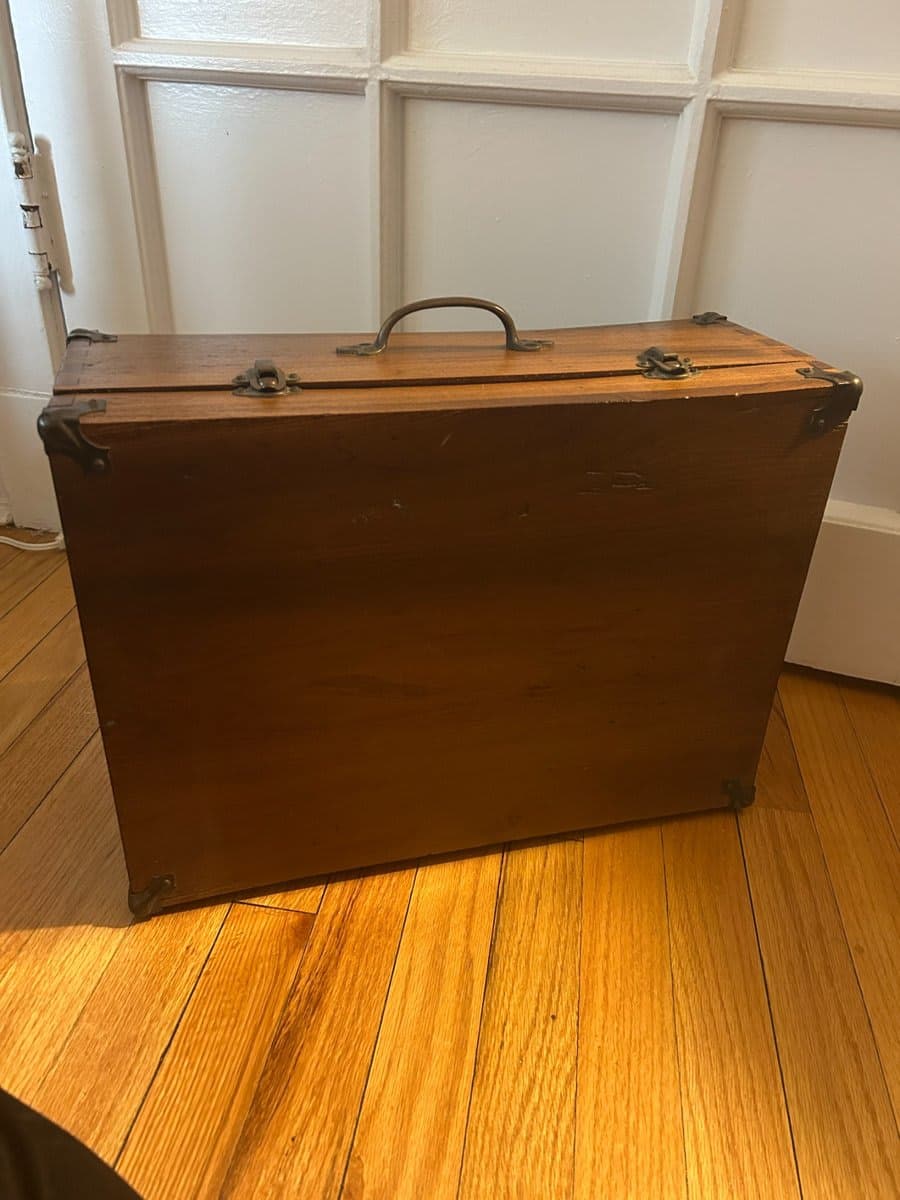 Vintage Wooden Carrying Case/Tool Box with Brass Hardware - photo 1