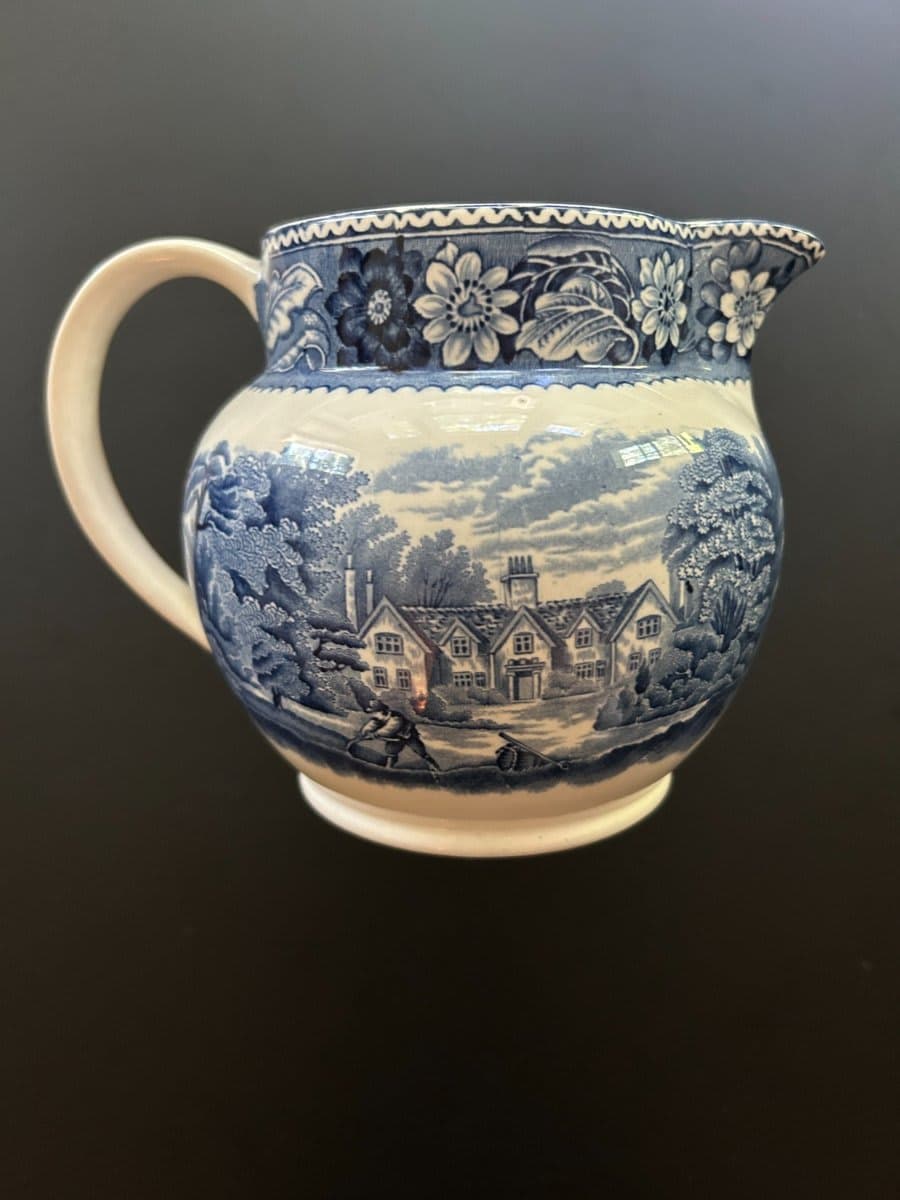 Blue & White Wood & Sons "Woodland" Transferware Ceramic Pitcher - photo 1
