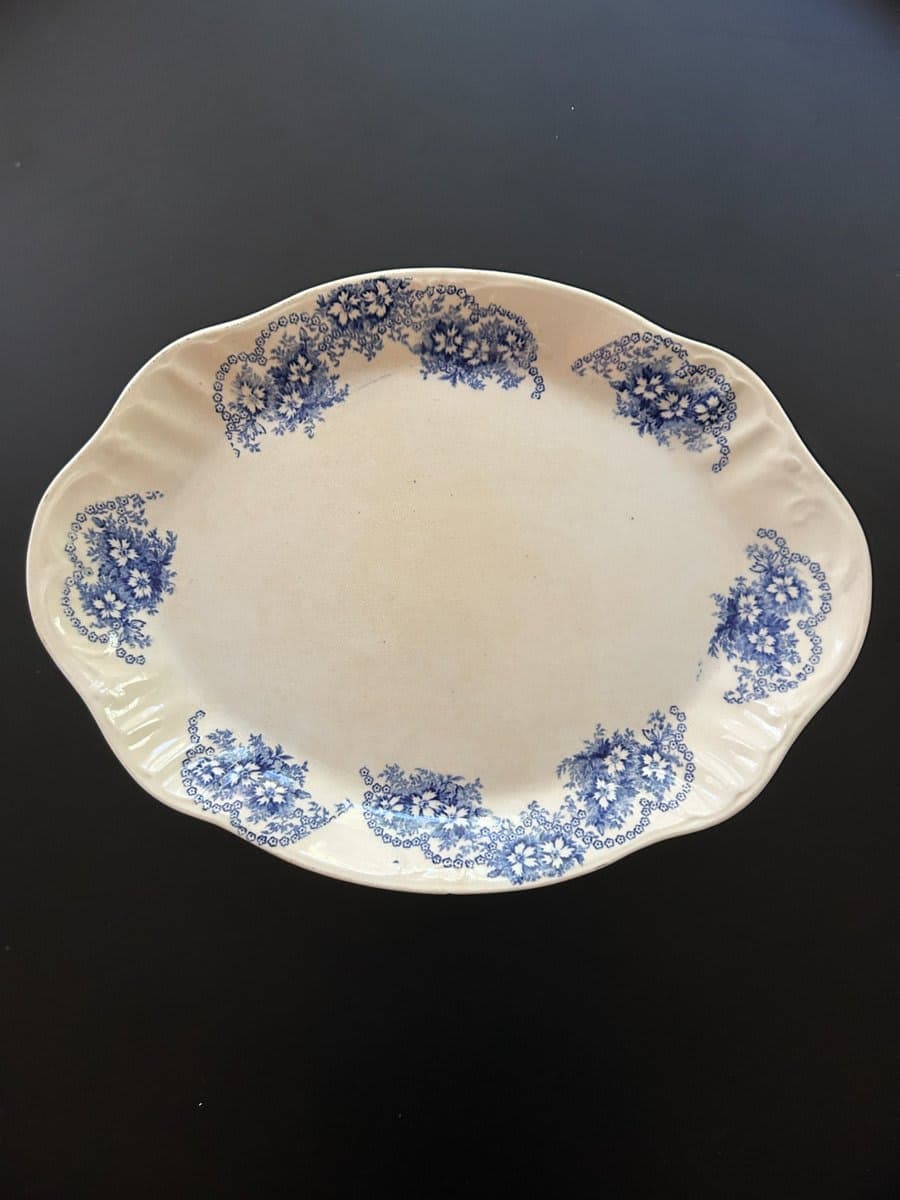 Antique Blue & White Myott and Sons Transferware Oval Serving Platter - photo 1