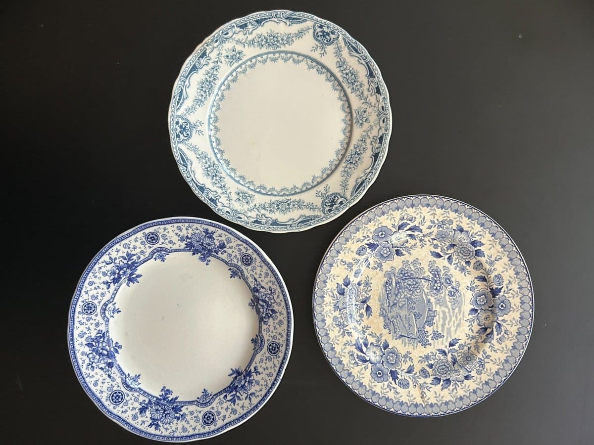 Antique Blue & White Transferware Salad Plates – Set of 3 - photo 1