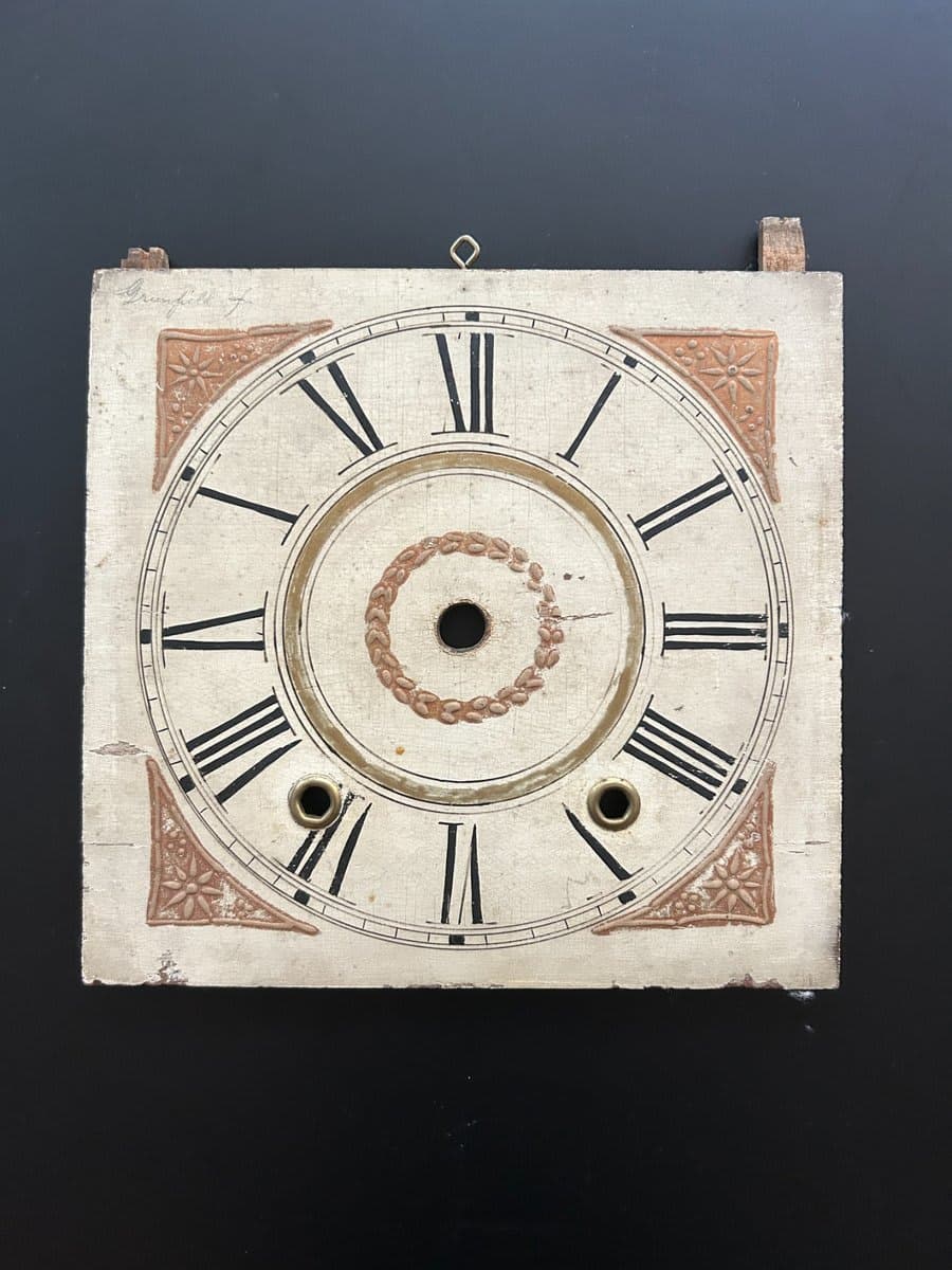 Antique Wooden Clock Face with Roman Numerals - photo 1