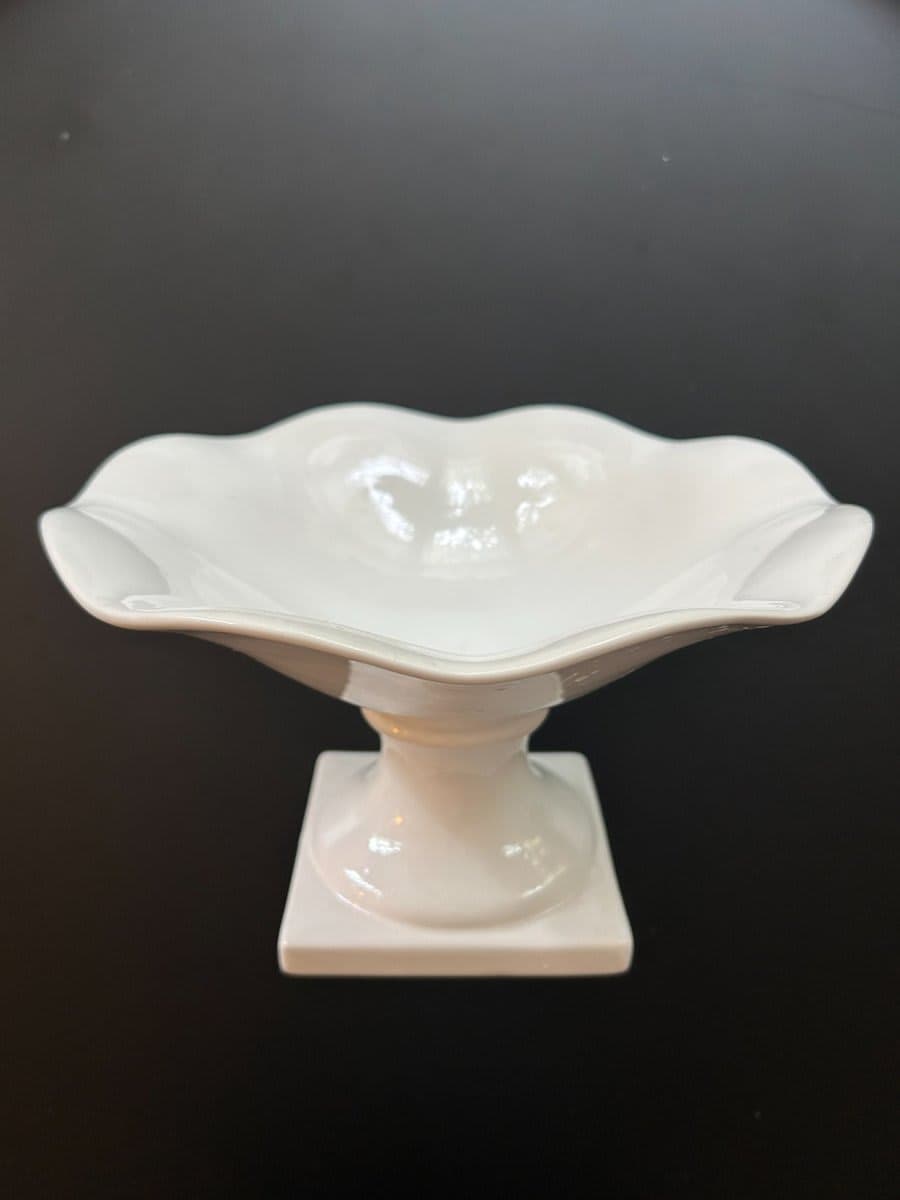 White Ceramic Pedestal Compote Dish - photo 1