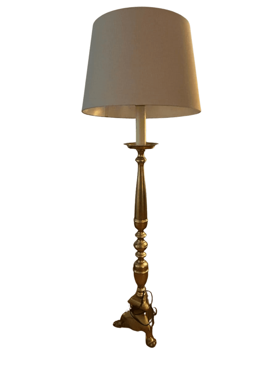 Vintage Brass Candlestick Floor Lamp with Claw Feet 60" - photo 1
