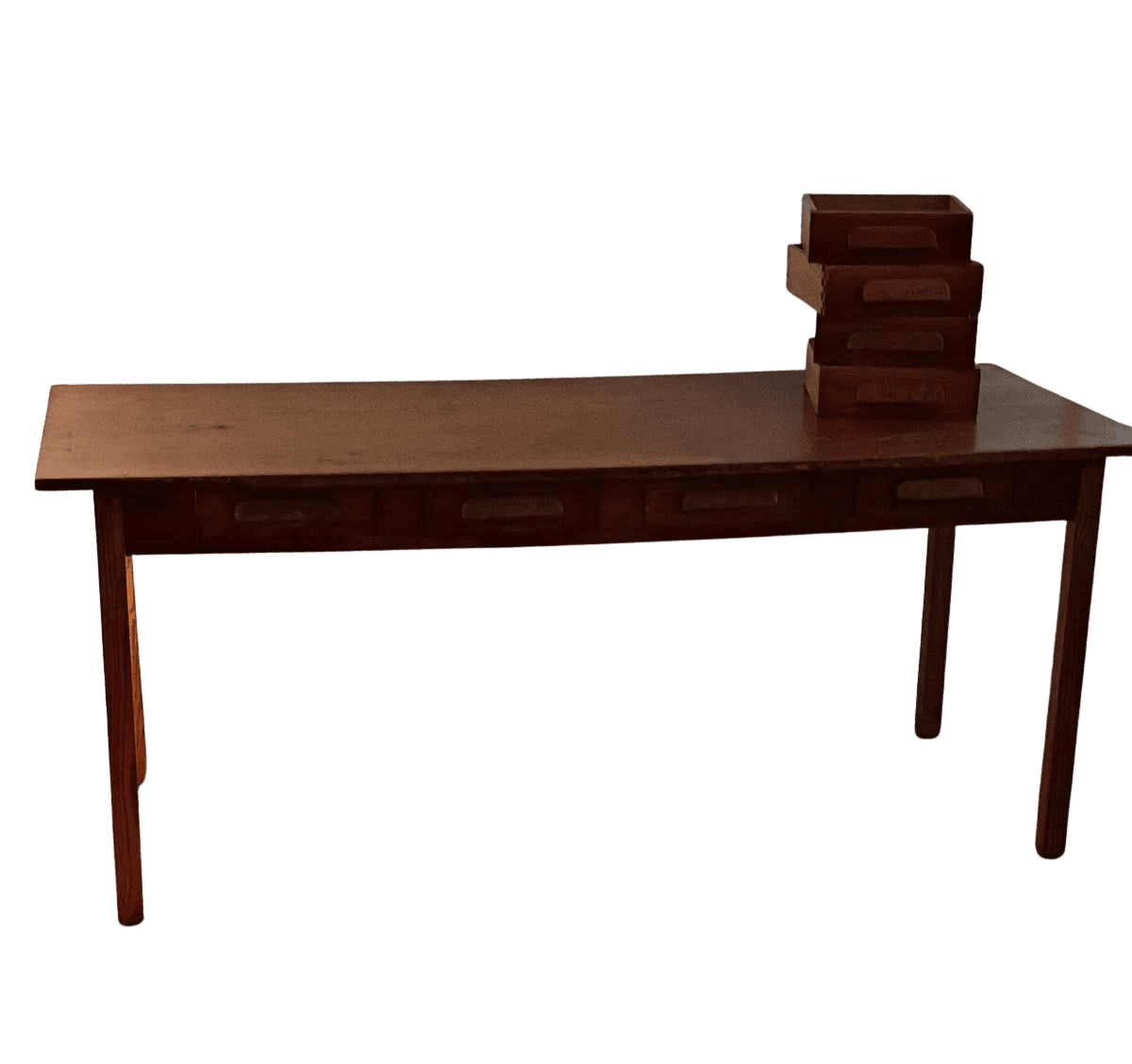 Antique Pine Farm Table with Drawers - photo 1