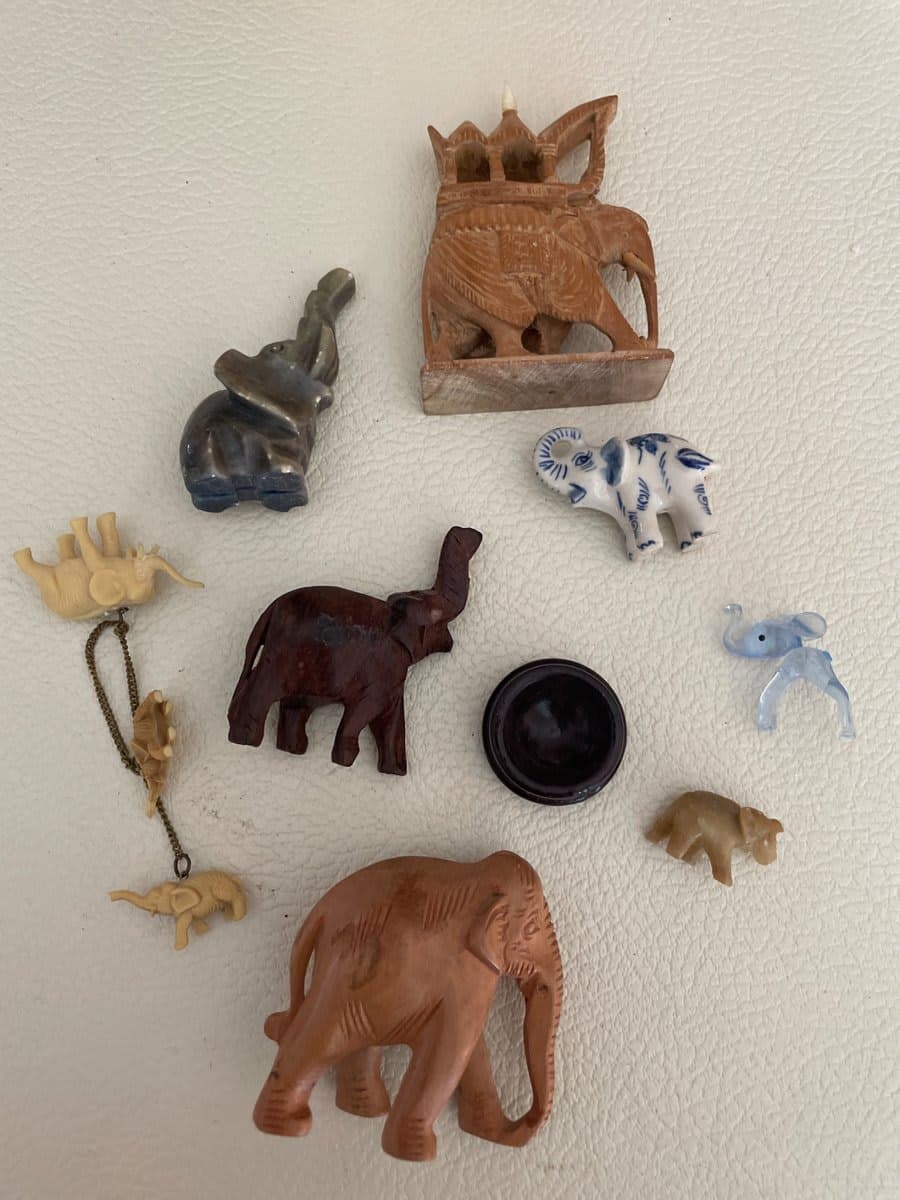 Collection of Elephant Figurines Mixed Materials - photo 1
