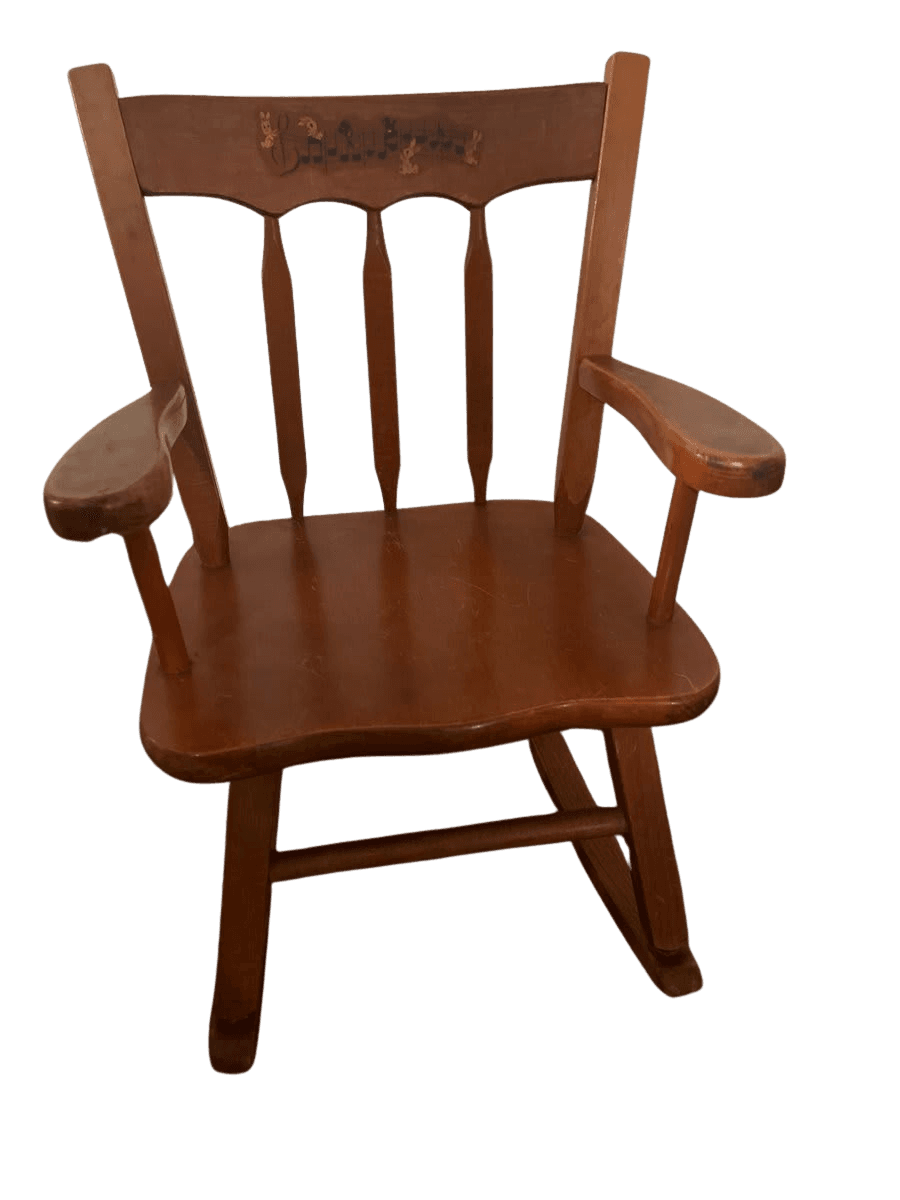 Vintage Child's Wooden Armchair with Painted Decor - photo 1